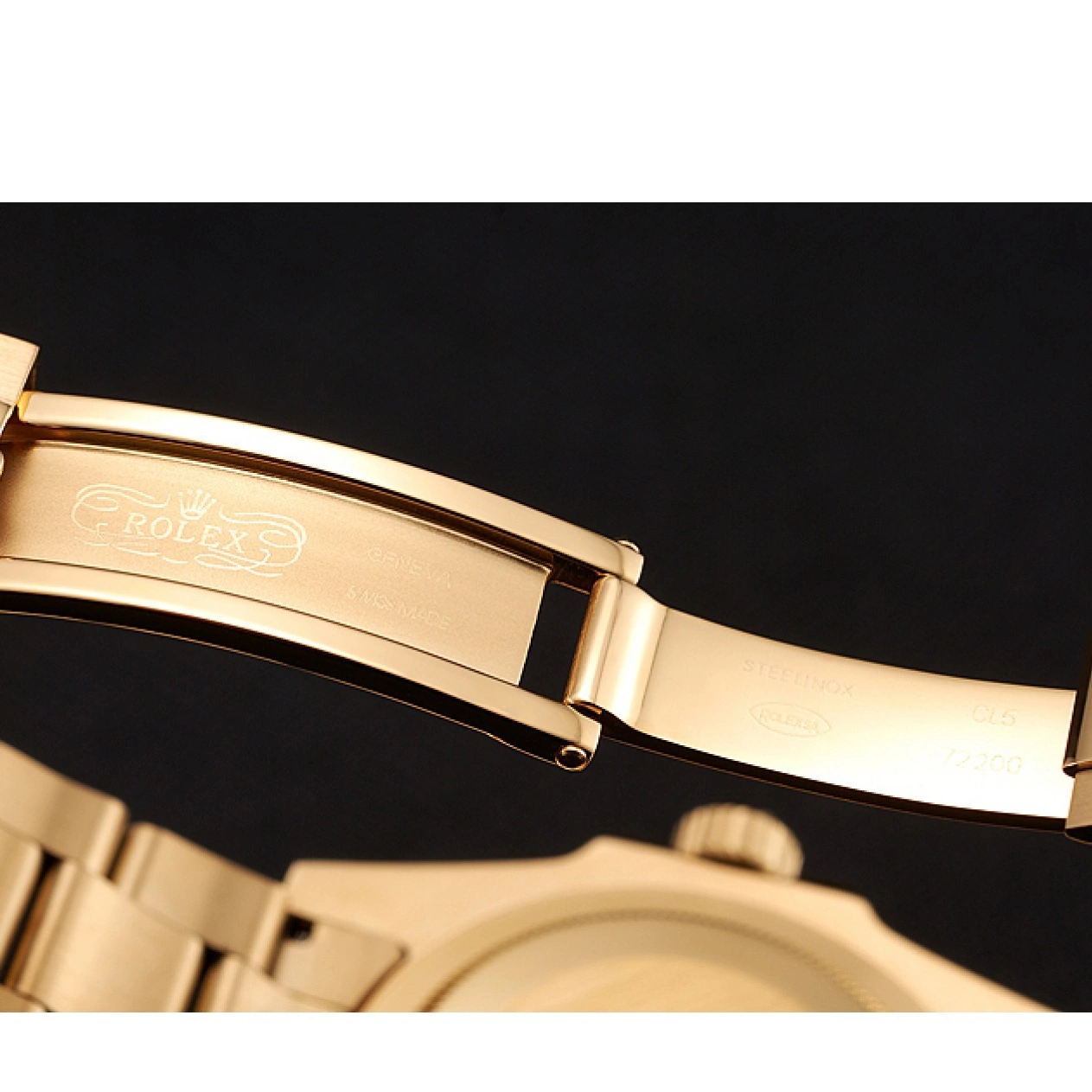 Best AAA Replica Sites II Gold Black Bezel Master Swiss Bracelet Gold Dial 1453749 GMT And Rolex Case 0711